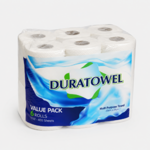 Khăn Lau Bếp Đa Năng Duratowel 2 Lớp 400 Tờ – Pack 6 Cuộn