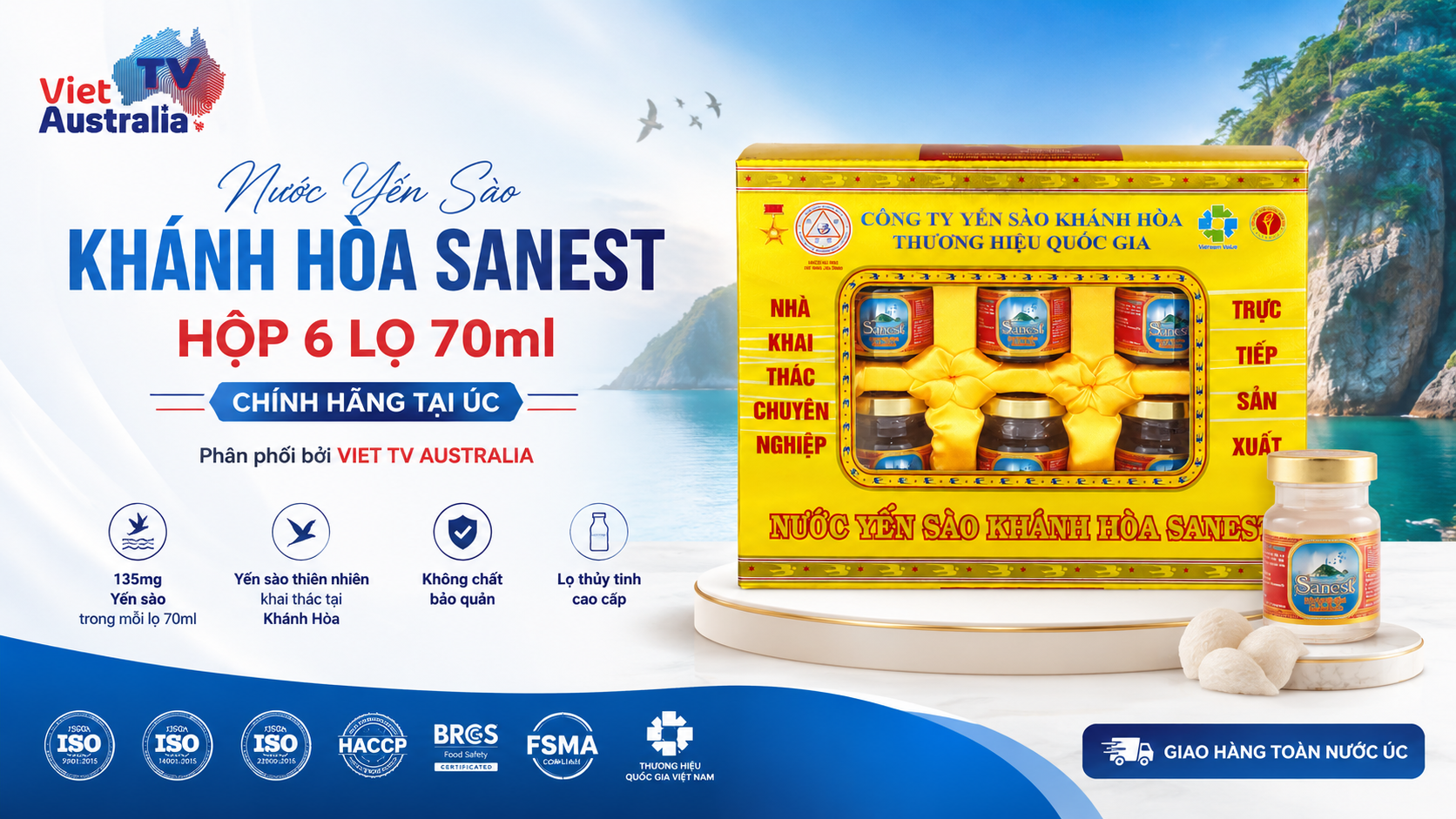 Nước Yến Sào Khánh Hòa Sanest Có Đường